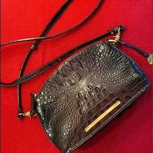 Brahmin crocodile leather shoulder strap purse